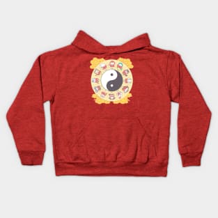 Loppi Tokki's Chinese Zodiac Ensemble in Yin Yang Bliss! Kids Hoodie